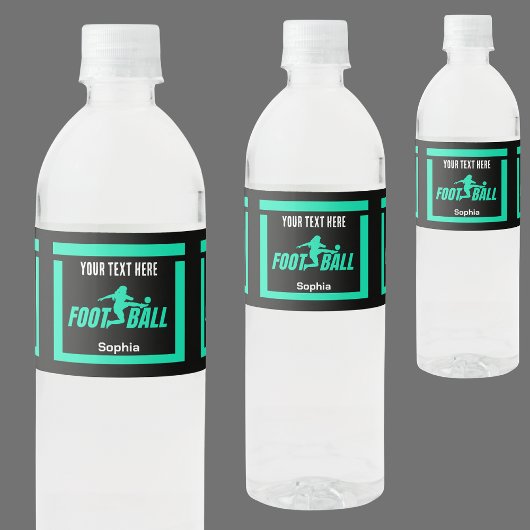 グリーンフットボール選手ガール、誕生日ガールチーム ペットボトルラベル