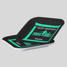 グリーンフットボール選手ガール、誕生日ガールチーム ペーパープレート