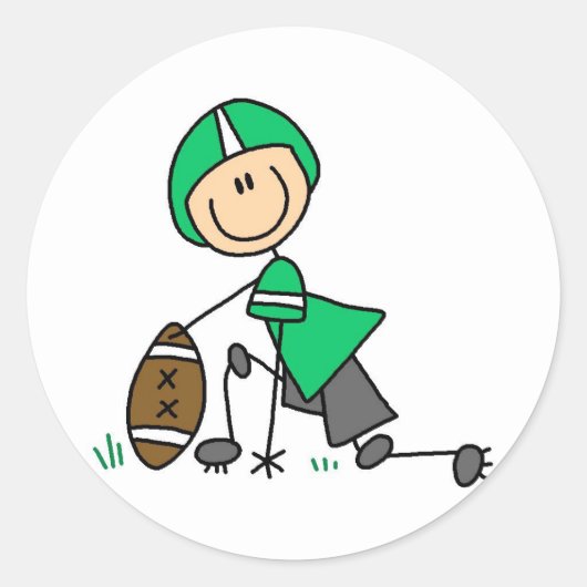 グリーンフットボール選手ステッカー ラウンドシール (正面)