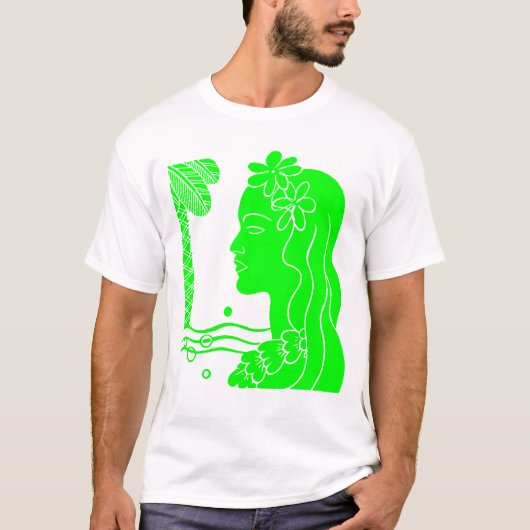 グリーンフラガールヘッド Tシャツ (正面)