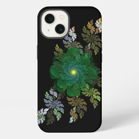 グリーンフラクタルフラワー iPhoneケース (裏面)