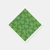 グリーンフラットフラワーガーデンパターン スタンダードカクテルナプキン (角)
