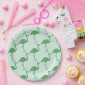 グリーンフラミンゴ ペーパープレート (パーティー)