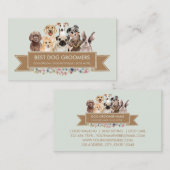 グリーンフラワーアローペットシッター犬 名刺 (正面/裏面)