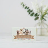 グリーンフラワーアローペットシッター犬 名刺 (スタンド正面)