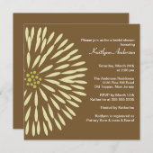 グリーンフラワーオンブラウンブライダルシャワーの招待 招待状 (正面/裏面)