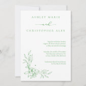 グリーンフラワーニュートラル結婚式招待状 招待状 (正面)