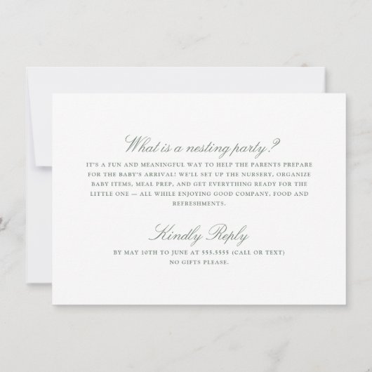 グリーンフラワーネスティングパーティー招待状 招待状 (裏面)