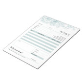 グリーンフラワーラインアートスモールビジネスインボイス型枠 ノートパッド (アングル)