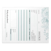 グリーンフラワーラインアートスモールビジネスインボイス型枠 ノートパッド (正面)
