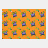 グリーンフランケンシュタインゾンビハンドハロウィーンギフト ラッピングペーパーシート (正面3)