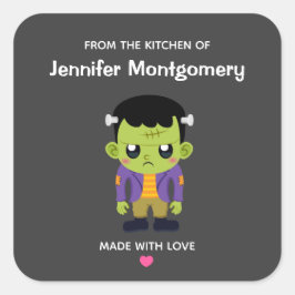 グリーンフランケンシュタインモンスターハロウィンキッチン スクエアシール