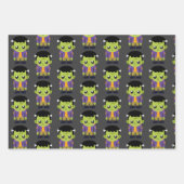 グリーンフランケンシュタインモンスターハロウィンパターン ラッピングペーパーシート (正面2)