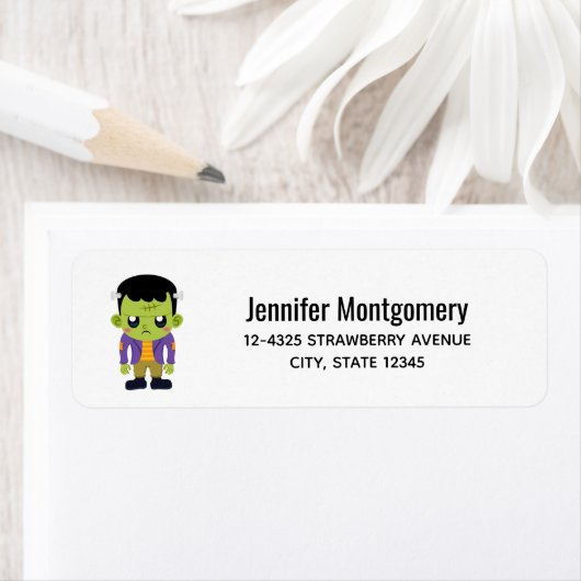 グリーンフランケンシュタインモンスターハロウィーンラベル ラベル (インサイチュ)