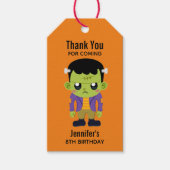 グリーンフランケンシュタインモンスターハロウィーン誕生日 ギフトタグ (正面)