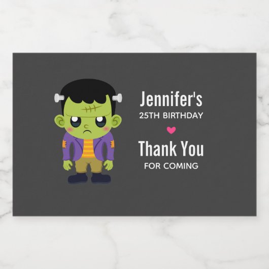 グリーンフランケンシュタインモンスターハロウィーン誕生日 スパークリングワインラベル (シングルラベル)