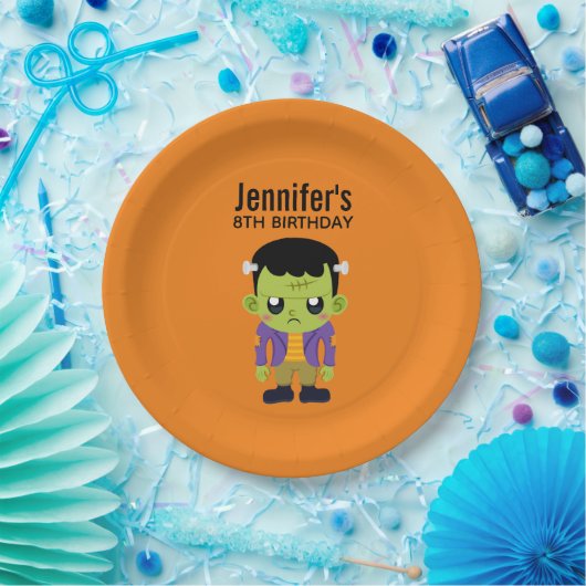 グリーンフランケンシュタインモンスターハロウィーン誕生日 ペーパープレート (パーティー)