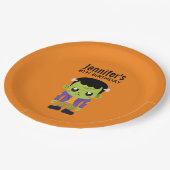 グリーンフランケンシュタインモンスターハロウィーン誕生日 ペーパープレート (アングル)