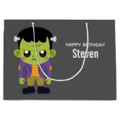 グリーンフランケンシュタインモンスターハロウィーン誕生日 ラージペーパーバッグ (正面)