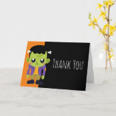 グリーンフランケンシュタインモンスターハロウィーン カード (黄色い花)