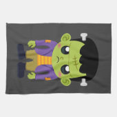 グリーンフランケンシュタインモンスターハロウィーン キッチンタオル (横)