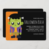 グリーンフランケンシュタインモンスターハロウィーン 招待状 (正面/裏面)