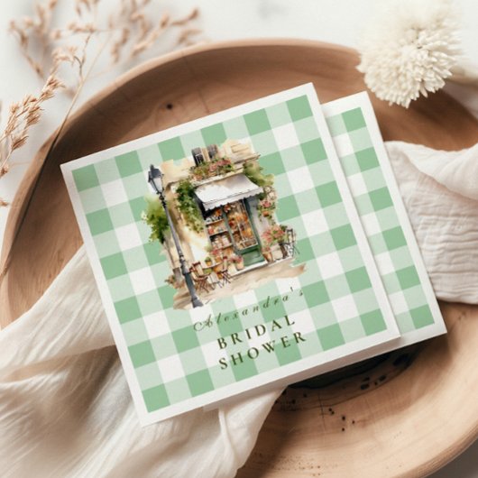 グリーンフランスのカフェブライダルシャワー スタンダードカクテルナプキン