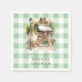 グリーンフランスのカフェブライダルシャワー スタンダードカクテルナプキン (正面)