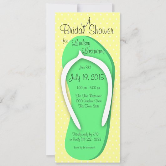 グリーンフリップフロップブライダルシャワー 招待状 (正面)