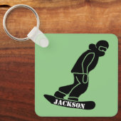 グリーンフリーライドスノーボーダースノーボーディングステンシル キーホルダー (正面)