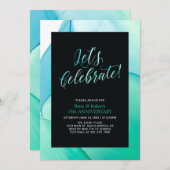 グリーンフルイドテクスチャー 35周年結婚記念日 招待状 (正面/裏面)