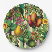 グリーンフルーツアンドフラワーガーデンレトロスタイル ペーパープレート (正面)