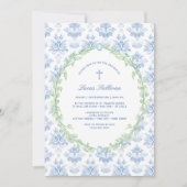 グリーンフレームホワイトブルーバプテスマ 招待状 (正面)