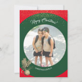 グリーンフレームワンフォトメリークリスマス シーズンカード (正面)