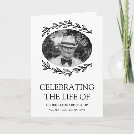 グリーンフレーム楕円形フォト葬儀プログラム プログラム (正面)