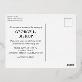 グリーンフレーム楕円形フォト葬儀金ゴールド 箔招待状ポストカード (裏面)