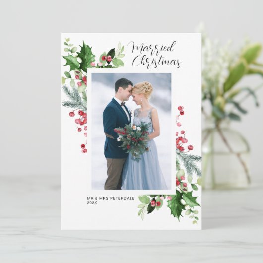 グリーンフレーム結婚の休日の発表 サンキューカード (スタンド正面)