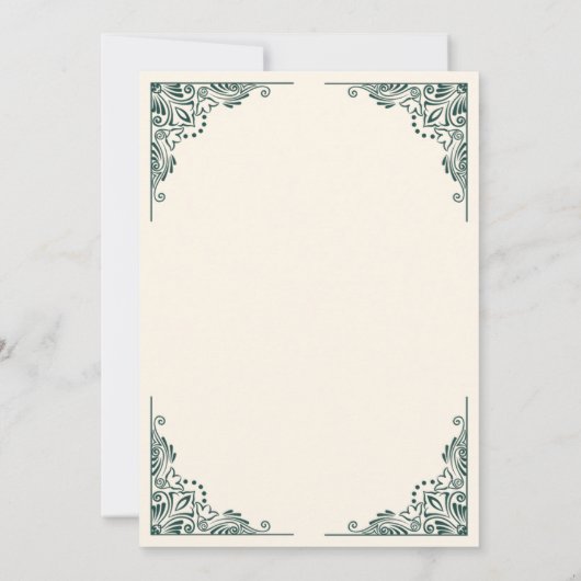 グリーンフレーム華美クリームイスラム結婚教徒 招待状 (裏面)
