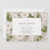 グリーンフレーム&ボタニカルアクセントのクリームの卒業 招待状 (裏面)