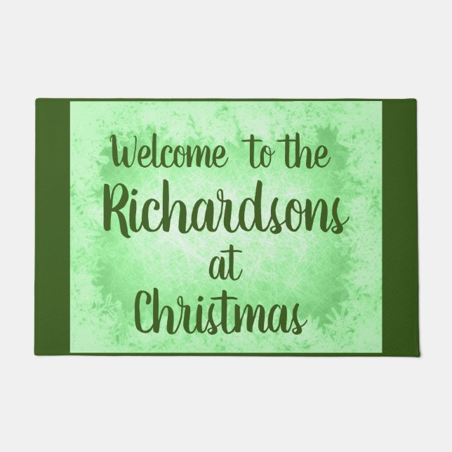 グリーンフロストファミリーパーソナライズされたウェルカム ドアマット (正面)