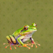 グリーンフロッグオンパターンティッシュペーパーデコパージュ 薄葉紙