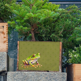 グリーンフロッグオンパターンティッシュペーパーデコパージュ 薄葉紙