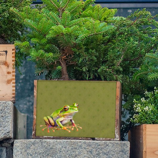 グリーンフロッグオンパターンティッシュペーパーデコパージュ 薄葉紙