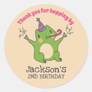 グリーンフロッグカートゥーン子供の誕生日パーティーの好意 ラウンドシール