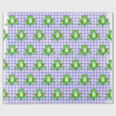 グリーンフロッグズオンパープルジンガム ラッピングペーパー (フラット)