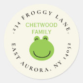 グリーンフロッグラウンド差出人住所ラベル ラウンドシール (正面)
