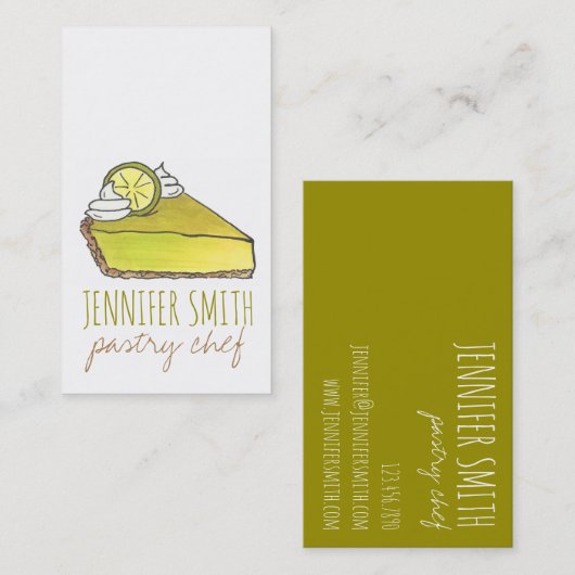 グリーンフロリダ鍵ライムパイスライスペストリーシェフフード 名刺 (正面/裏面)