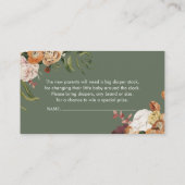 グリーンフローラおむつラッフルベビシャワーインサートカード 名刺 (裏面)