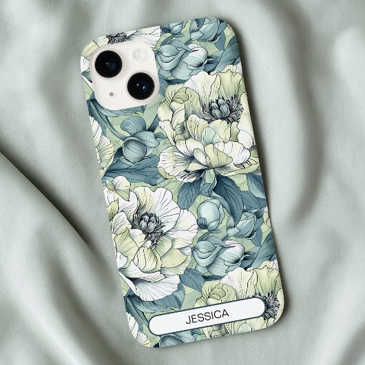 グリーンフローラかわいい花パターカスタムンモダン Case-Mate iPhoneケース