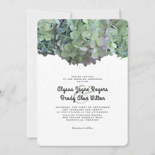 グリーンフローラアジサイ結婚式招待状 招待状 (正面)